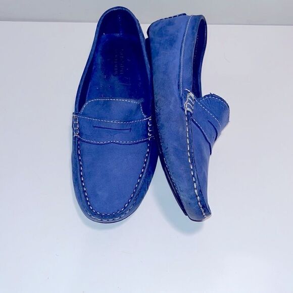 Mercanti Florentini blue suede leather driving flats loafers - Picture 3 of 4